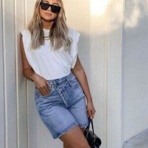 Agolde Light Blue Jean Shorts